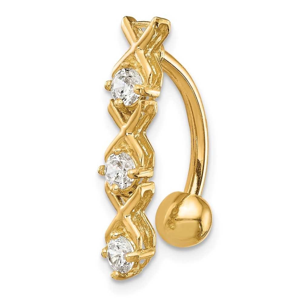 14K Gold “xoxoxo” Dangling Belly Ring